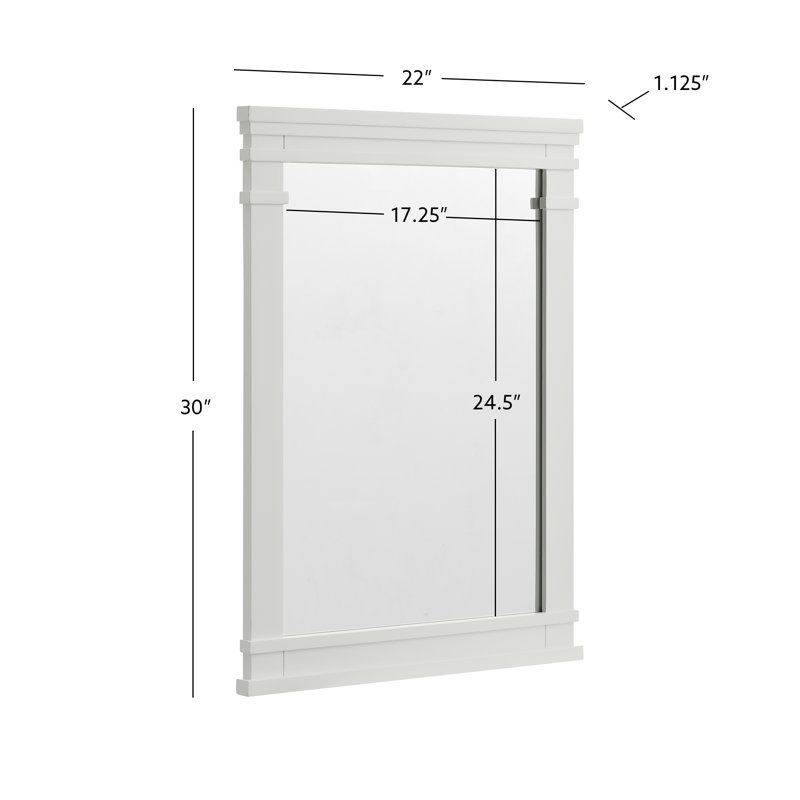 Lankford Wood Mirror, White, 22 x 1.25 x 30