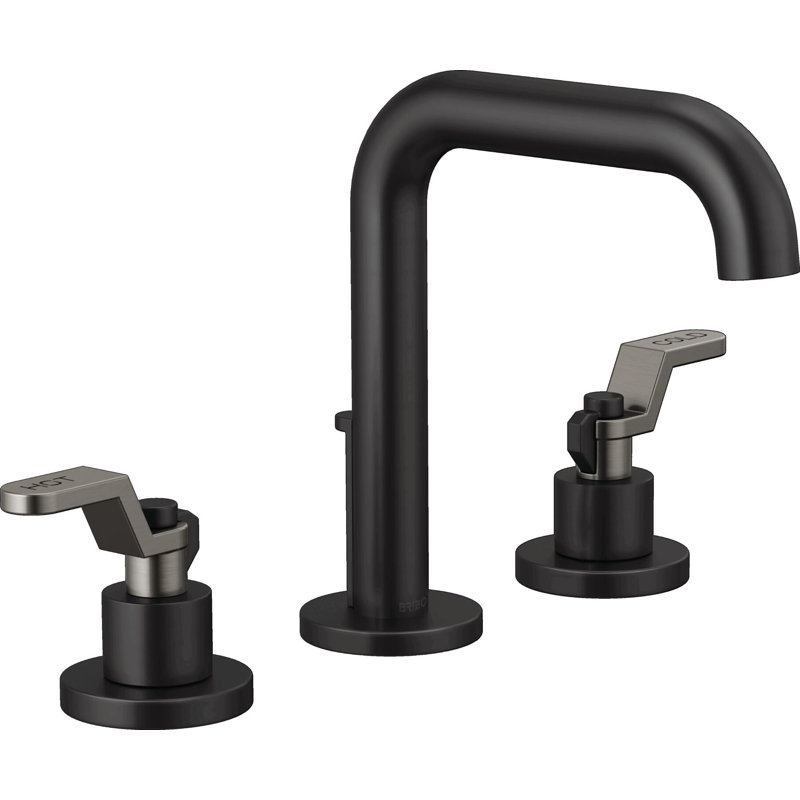 Litze® Widespread Lavatory Faucet With High Spout, Matte Black, Industrial Lever Handle with Luxe Steel, 1.2 GPM
