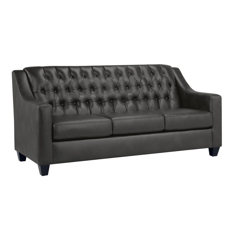 Canapé en cuir Debolt, Cuir assorti gris anthracite