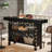 63-Inch Modern Black Home Bar Unit with 2-Tier Storage, Footrest, and Industrial Design for Versatile Use in Multiple Rooms