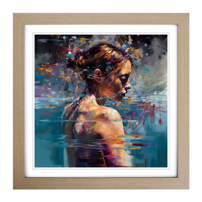 Swimming Gestural Art - Framed Print