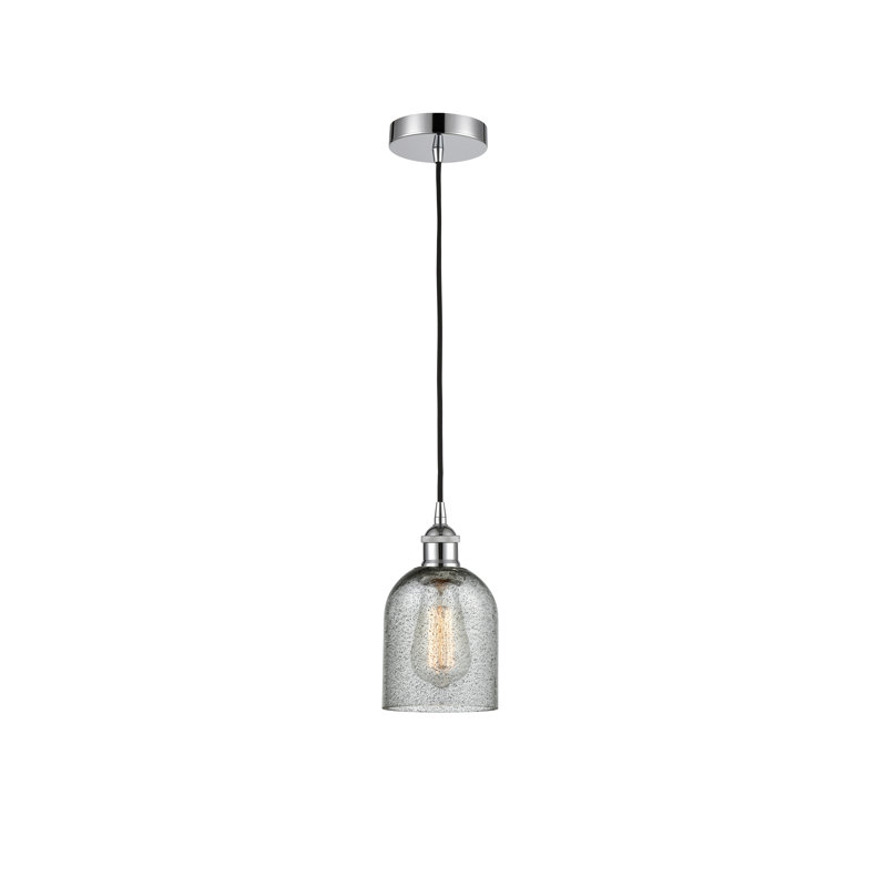 Luminaire suspendu en dôme à 1 lumière Reiko, Gris anthracite, Chrome poli