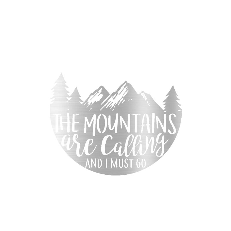 Art mural en métal The Mountains Are Calling, Argent