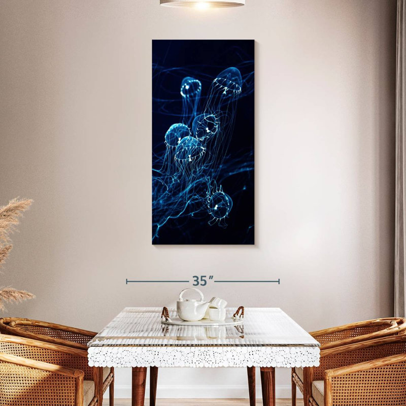 Méduse bleue brillante, H 48 po x l 24 po