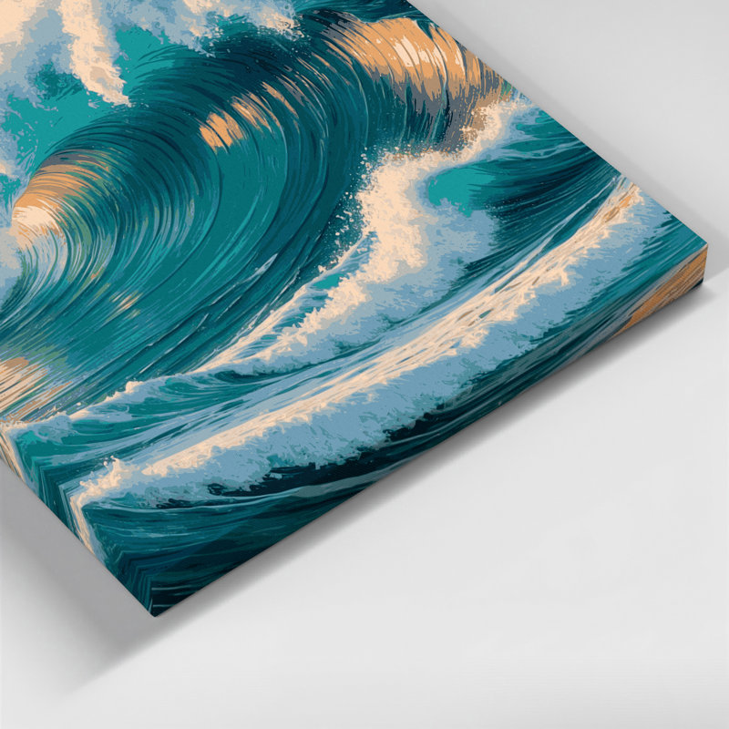 Hawaiian Breaking Waves, art mural sur toile bleue, H 24 po x l 36 po