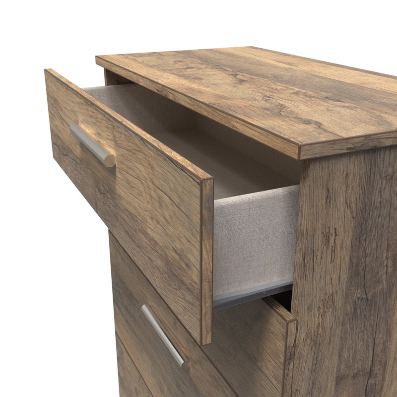 Fully Assembled Harshal 4 - Drawer Chest of Drawers, Vintage Oak