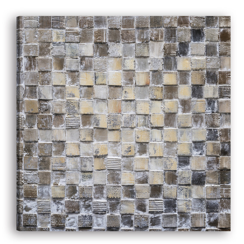 Carrés abstraits - peinture sur toile tendue, H 20 po x l 20 po x P 1,5 po