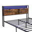 Lit plateforme en métal: tête de lit en bois, pied de lit USB, charge, 2 tiroirs-547930040