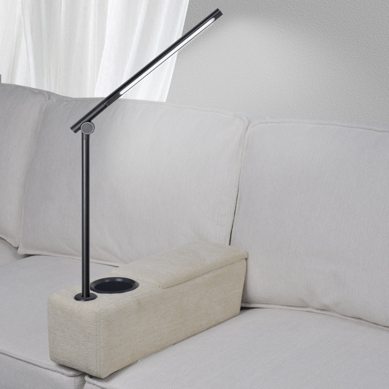 Smart Armrest 6" Wide Adjustable Sofa Armrest with LED Light and Wireless Charge Stand Seamlessly Fit Sectional Sofas, Beige