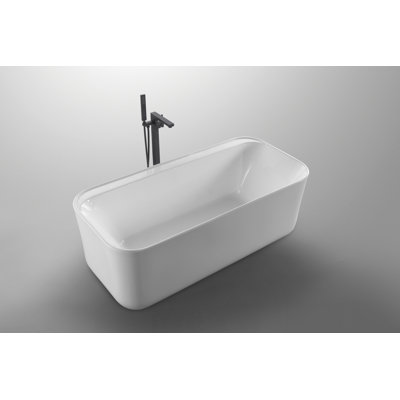 67  inch Freestanding Acrylic Bathtub in Glossy White