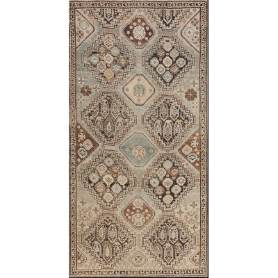 Antique Baku Caucasian Geometric Knotted Rug