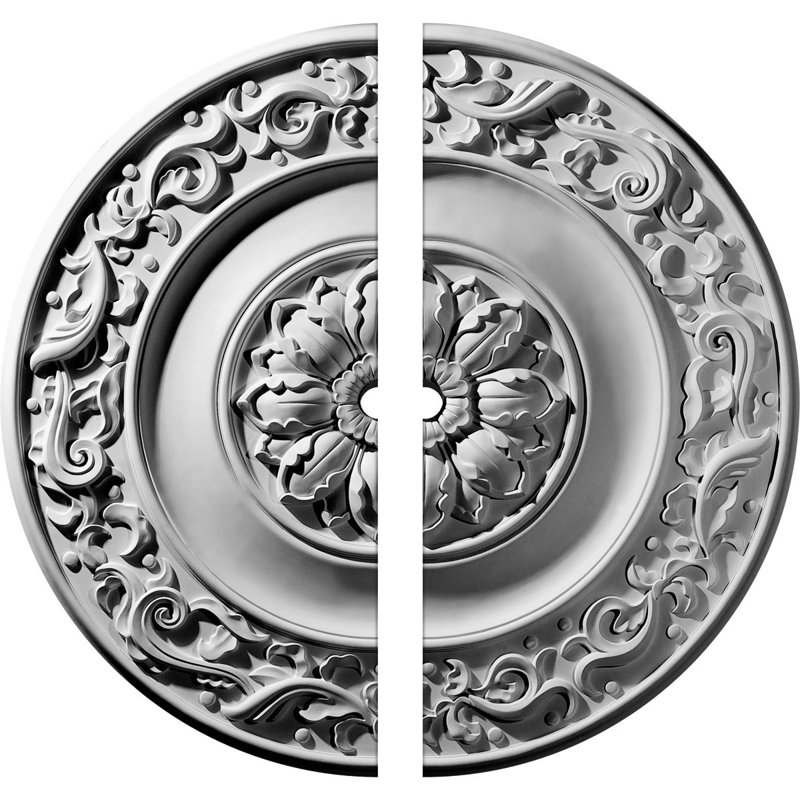 Endurathane Milan Ceiling Medallion, 47 5/8"OD x 2 1/2"ID x 2 3/4"P (Fits Canopies up to 2 1/2"), Two Piece, Factory Primed