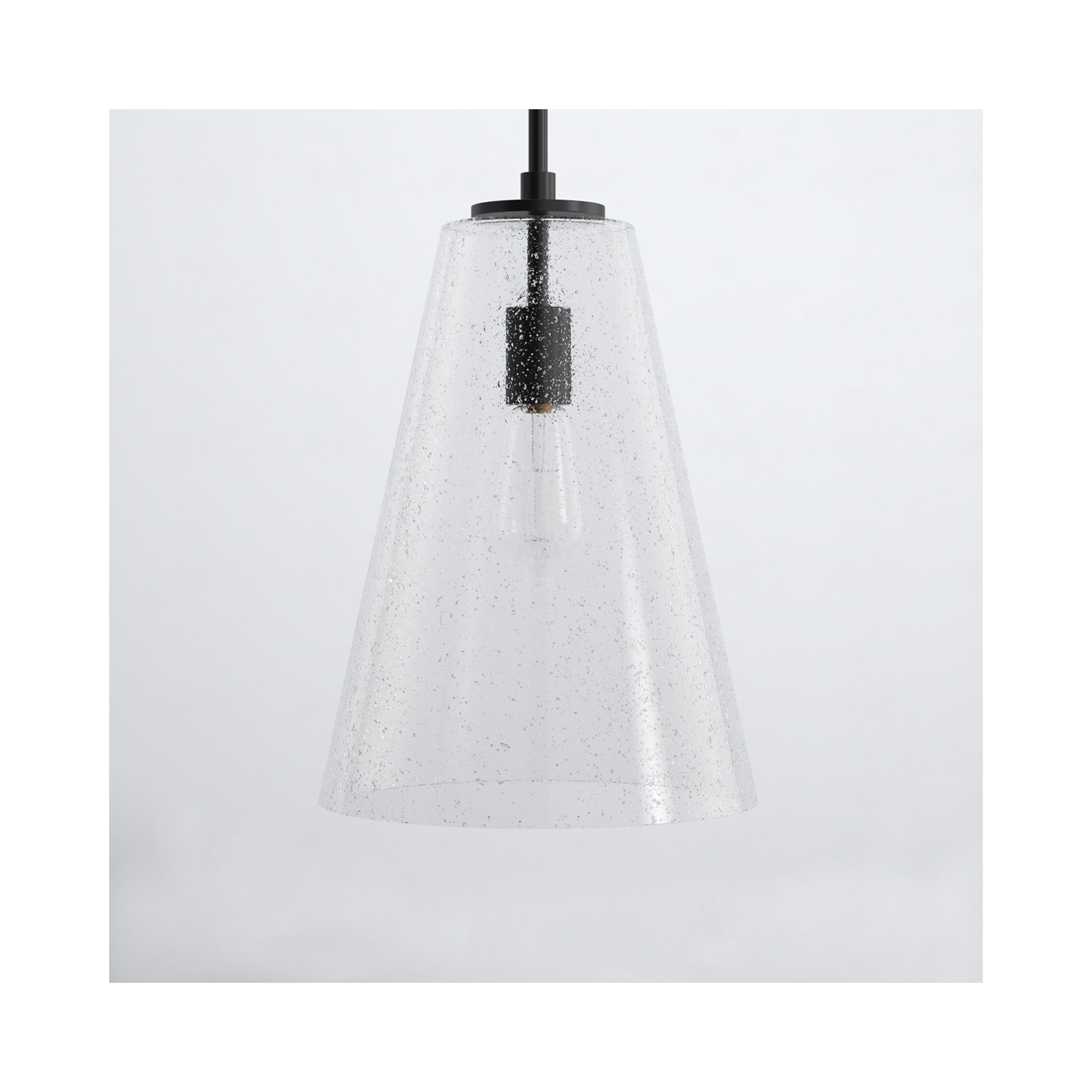 Evanne Single Light Glass Dimmable Pendant, Satin Black