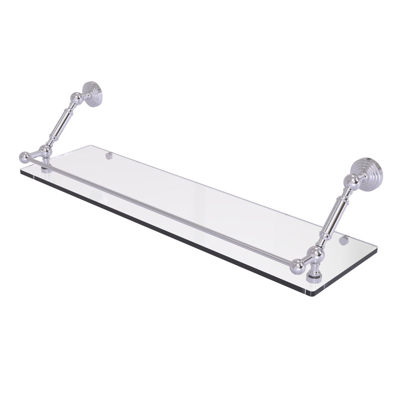 Tablette flottante avec barre de galerie hertzler, Chrome satiné, H 7,3 po x l 30 po x P 8,6 po