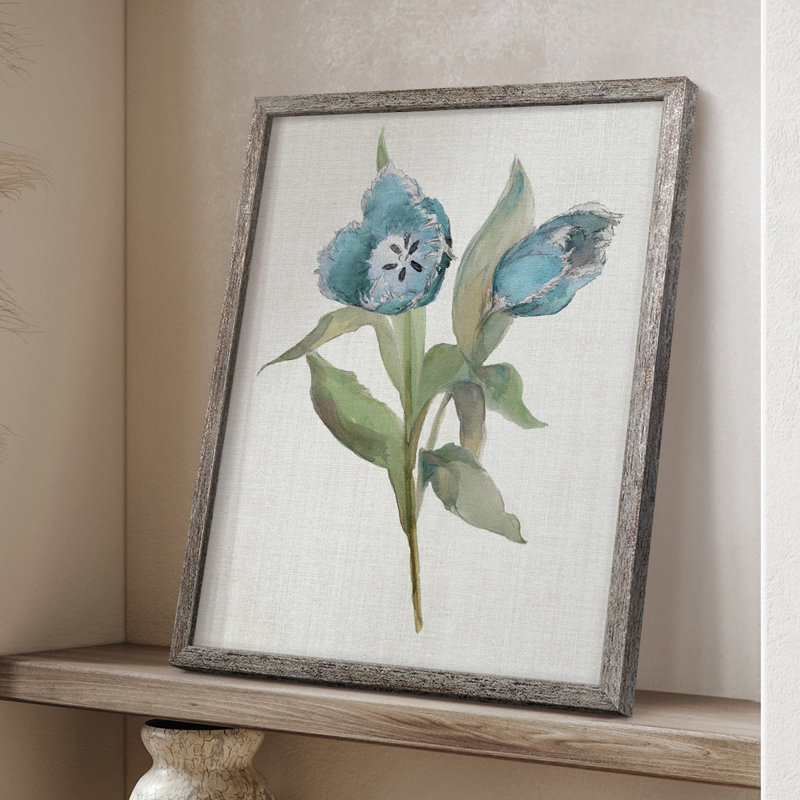 «Blue Tulip Picks I», reproduction encadrée - bois massif 47862, H 21 po x l 17 po
