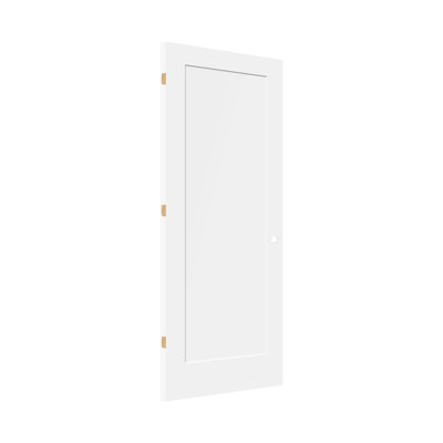 (Avec serrure et trou de charnière) Porte standard à 1 panneau en bois massif apprêté