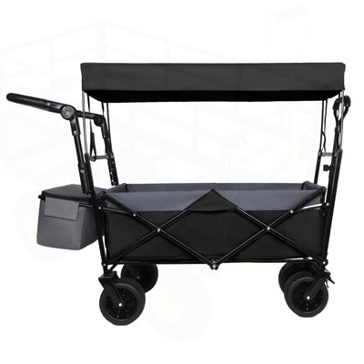 Chariot pliable avec poignée à pousser de 480 lb avec auvent, roues tout-terrain, conception pliable légère pour le camping et plus