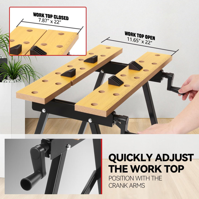 Foldable Work Bench with Adjustable Clamps and Top for DIY Project