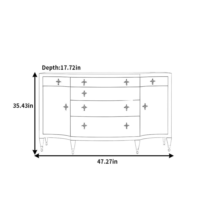 Buffet de salle à manger de luxe American, H 35,43 po x l 47,24 po x P 17,72 po