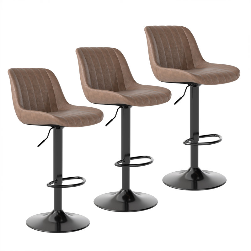 Moniq Swivel Adjustable Height Bar Stool, Dark Brown, 3