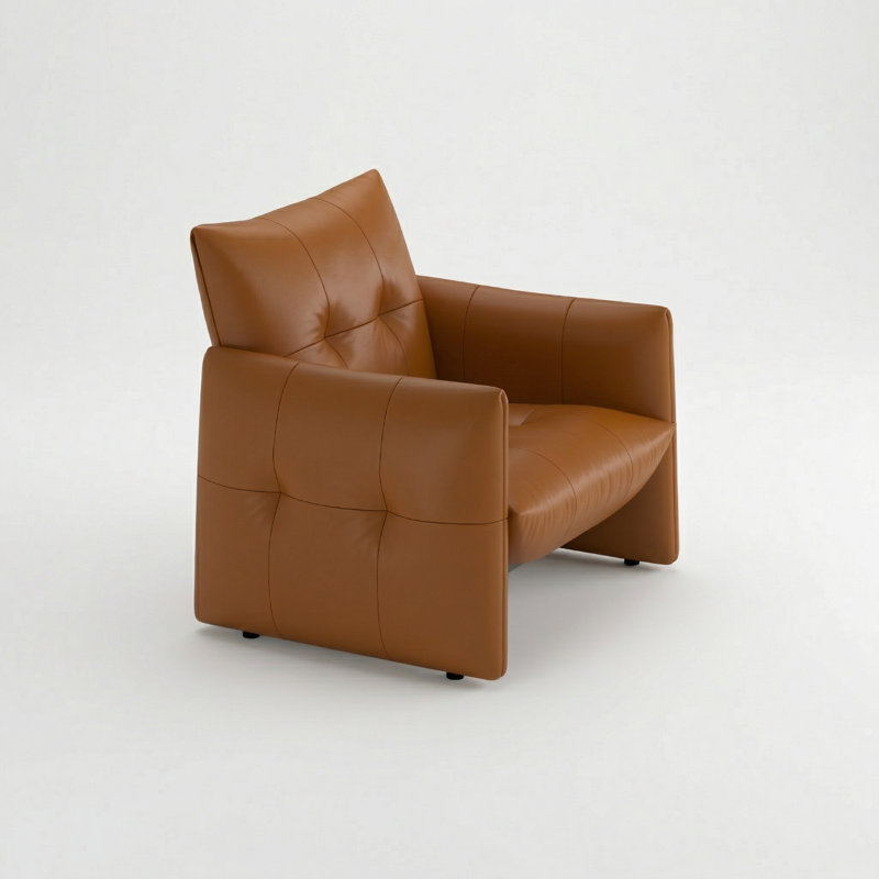 Fauteuil 34,6 pouces rembourré en similicuir orange, Orange