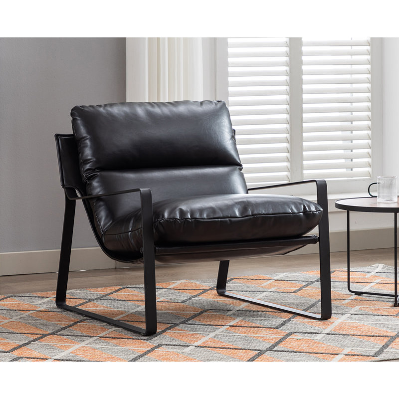 Fauteuil l 29,75 po Gerani, Similicuir noir