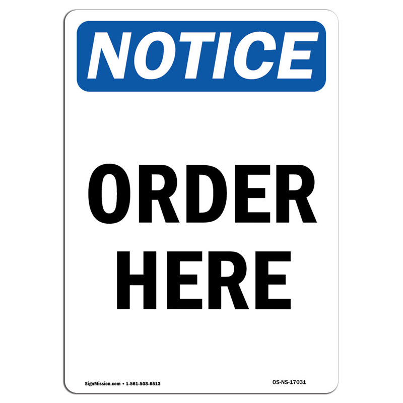 Order Here Notice Decal