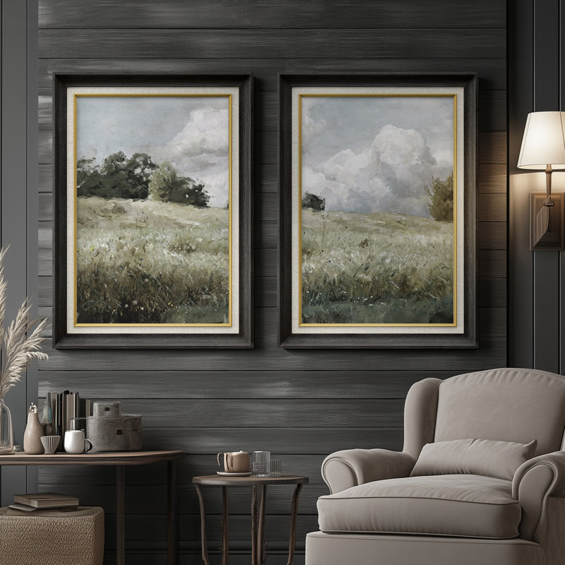 Set of 2 Premium Framed Art Artworks on Premium Canvas with 26"x36" Frame, Black