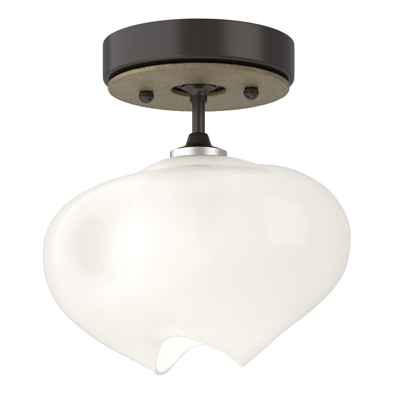 Ume Frosted Glass 1 - Light Semi Flush Mount, Oil Rubbed Bronze, Soft Gold