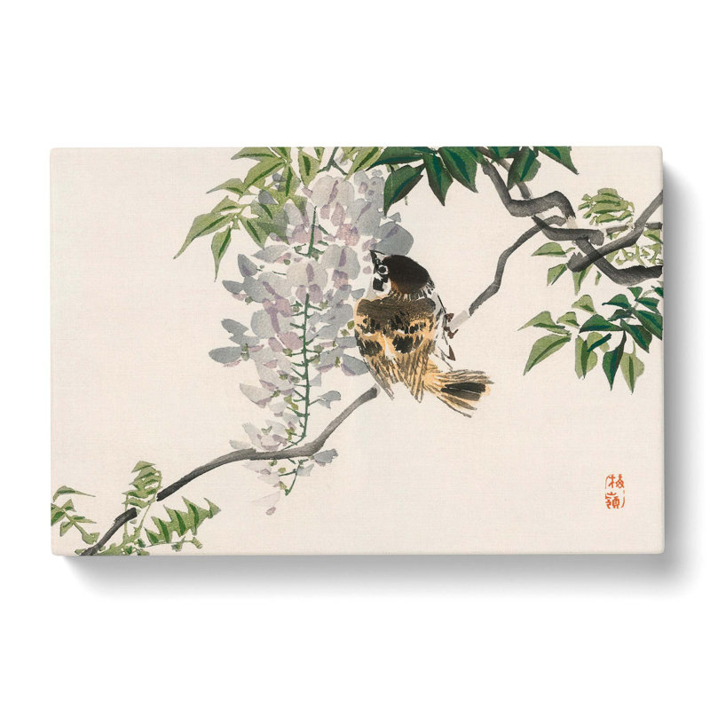Sparrow On A Branch by Kono Bairei - Wrapped Canvas Print, 40cm H x 60cm W x 3cm D