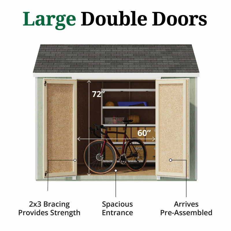 Value Gable Shed With Side Entry, No, 101.5'' H x 120'' W x 120'' D