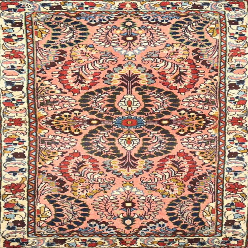 Tapis traditionnel rouge / noir, Carré 4 pi
