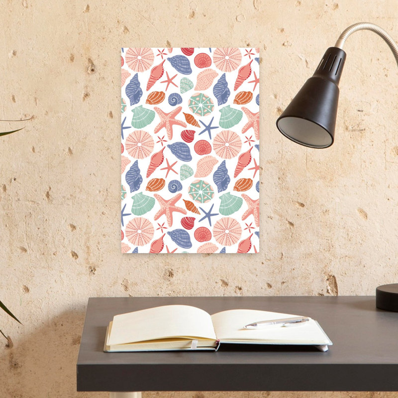 Bord de mer, motif de coquillages délicats, étoile de mer, art mural côtier, H 18 po x l 12 po