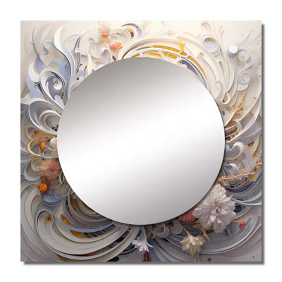 Cosmic Fractal Flowers In Light Blue II - Fractals Square Mirror For Wall Art Decor