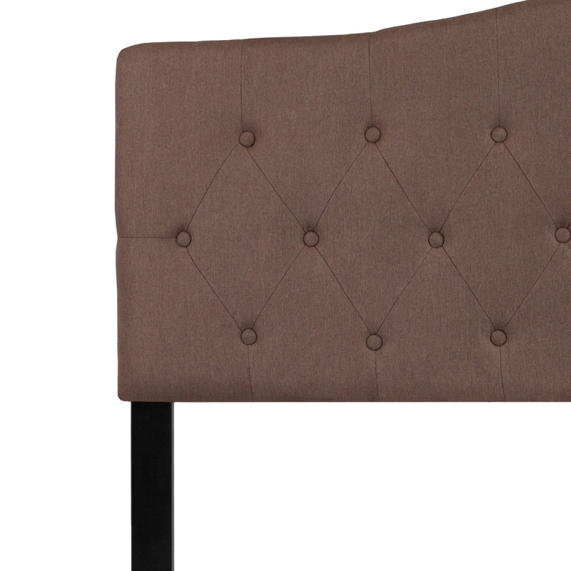 Ciriaca Arched Button Tufted Upholstered Headboard, Camel, Queen