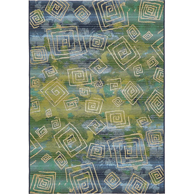 Tapis intérieur / extérieur bleu abstrait Dylan
