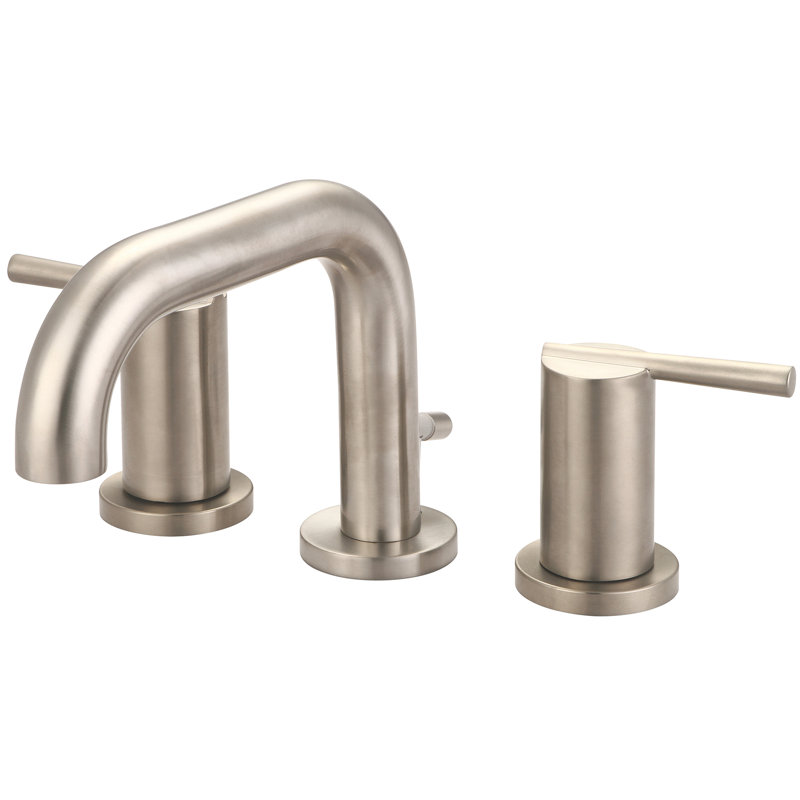 Robinet de salle de bain à large entraxe avec bonde, Nickel brossé