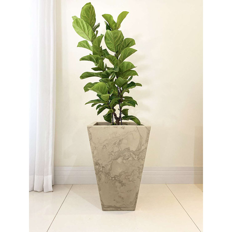 Pot à fleurs en résine Zurique, Beige, H 21,65 po x l 14,96 po x 14,96 po
