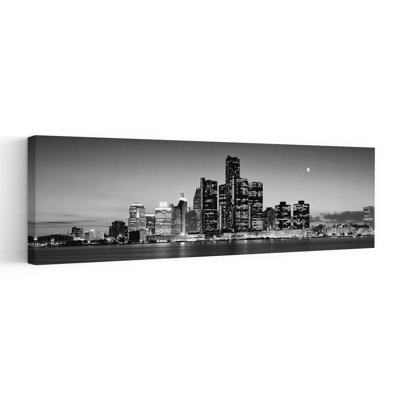 Buildings At The Waterfront, River Detroit, Detroit, Michigan, Usa Abstract Contemporary Architecture City Wall Art