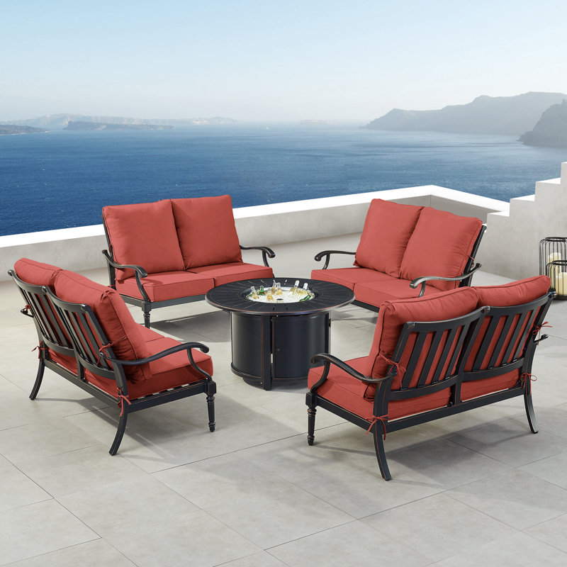 Paikea Outdoor 6 - Piece Conversation Set, Red