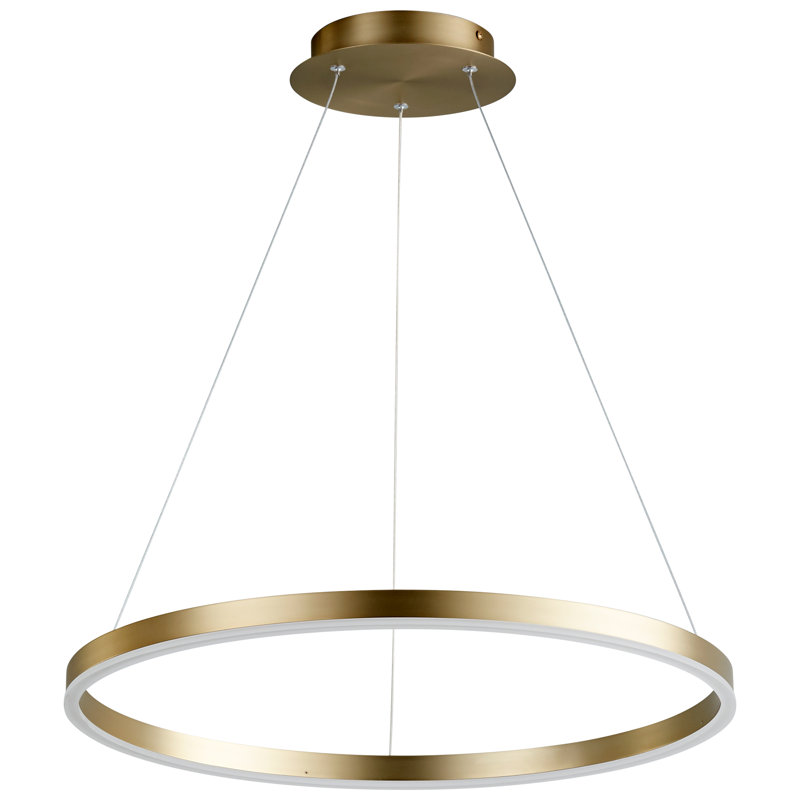 Lustre géométrique unique à 1 lumière Amaru, H 97,25 po x l 23,5 po x P 23,5 po, Laiton vieilli