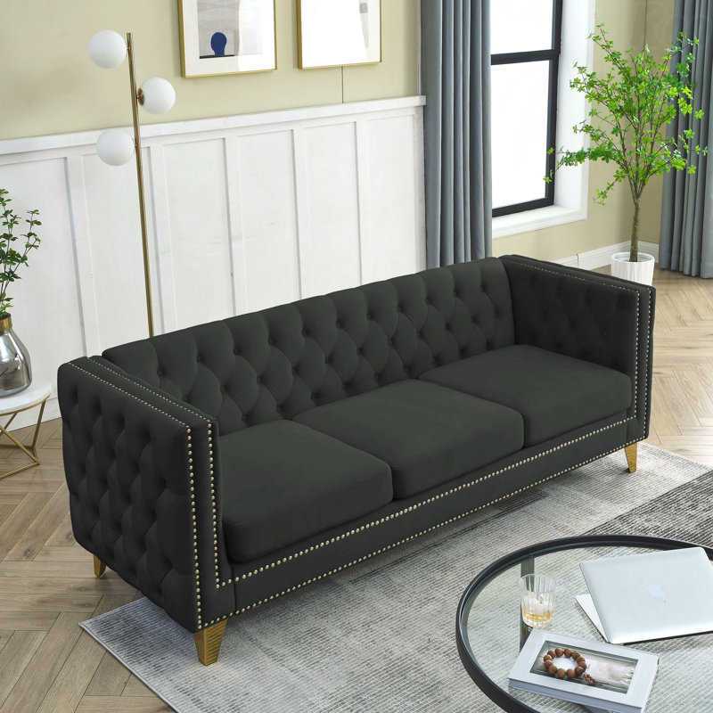 Canapé pour salon, Noir, 29" H x 80.5" W x 30.5" D