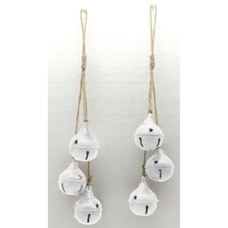 Cascading Christmas Jingle Bell Ornaments - 13.5" - Set Of 2, White