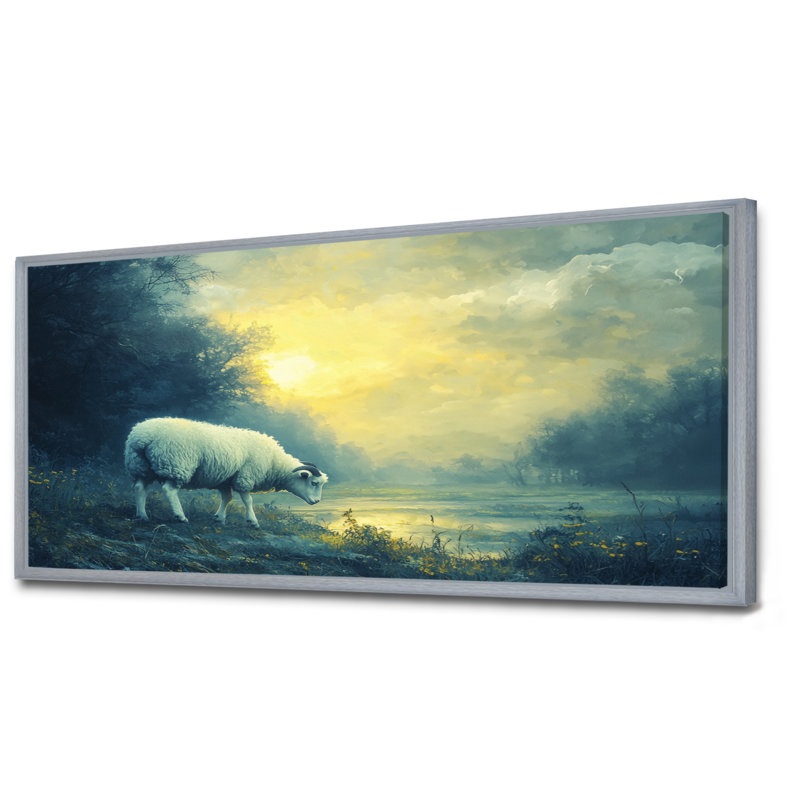 Rêve pastoral Dreyah, H 28 po x l 60 po, Impression encadrée flottante, Argent argent