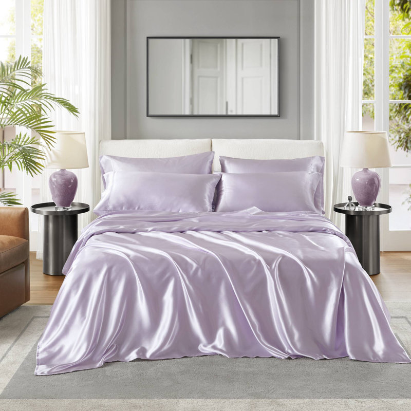 Satin Luxury Sheet Set, King Sheet Set, Lilac