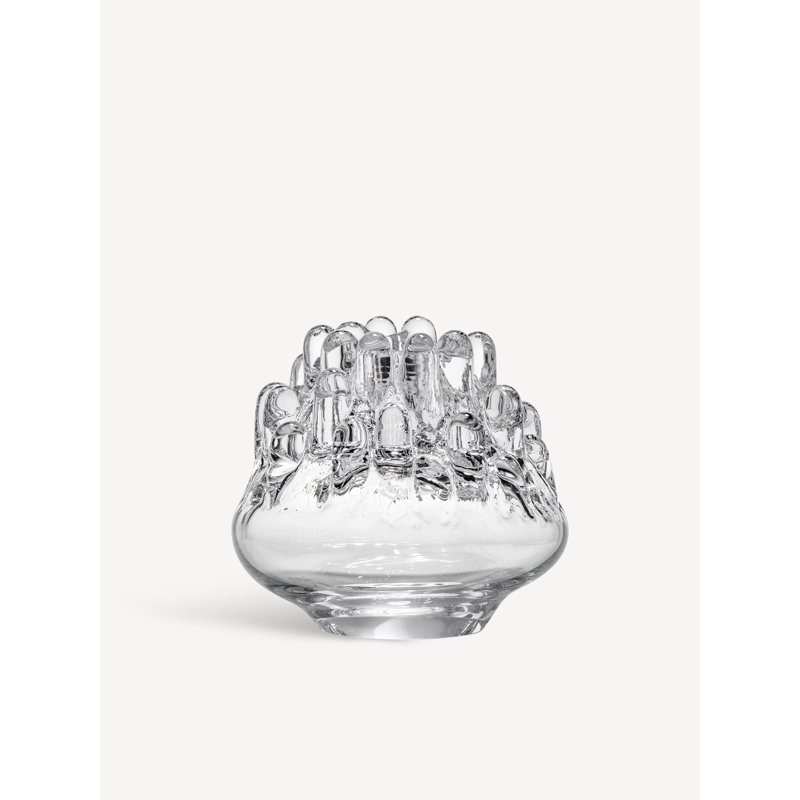 Polar Abstract Clear Glass 8" Candle Holder with Textured Finish