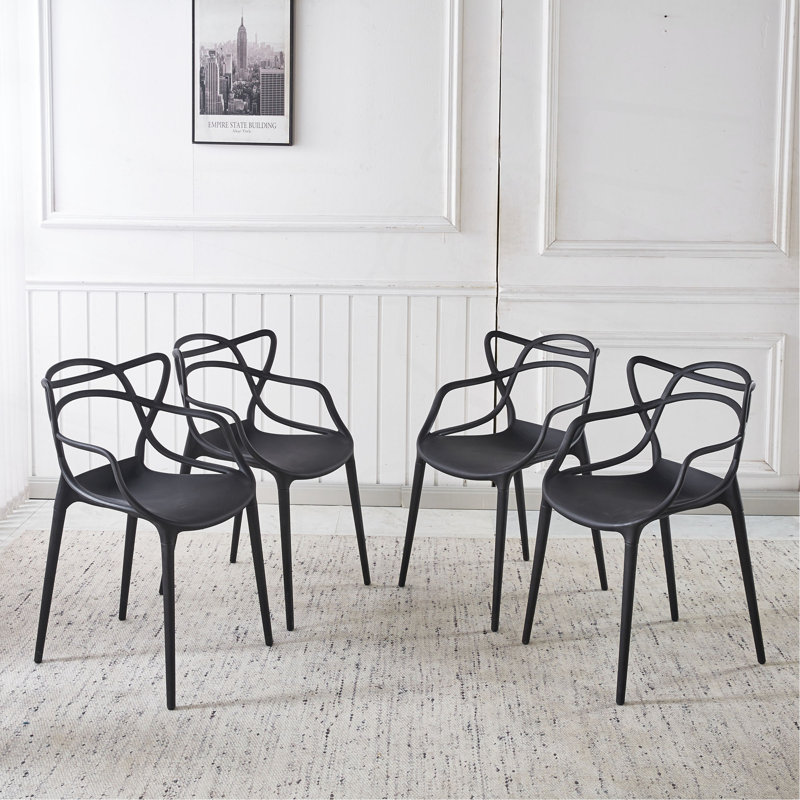 Chaise en plastique 4 pièces, Noir