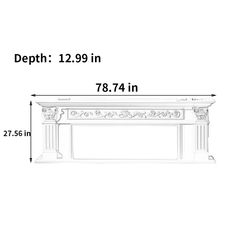 Euro-American Retro TV Cabinet Mantelpiece, Brown, 78.74"