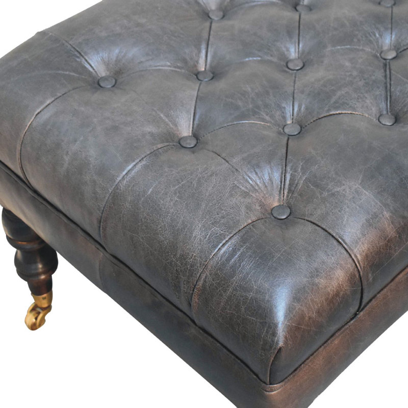 Seza Upholstered Ottoman, Ash Black, Walnut