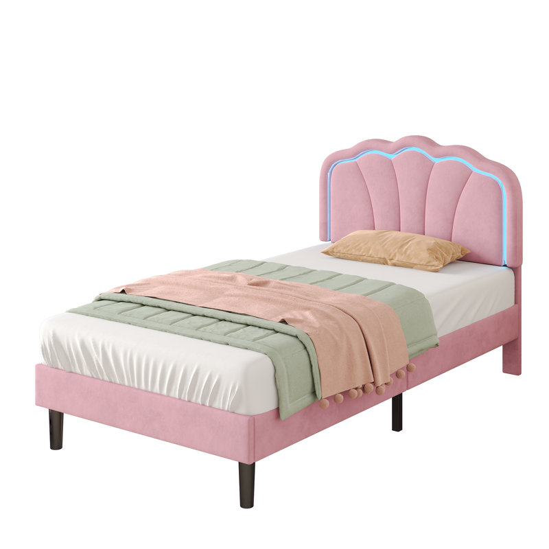 Solid Wood Bed, Pink